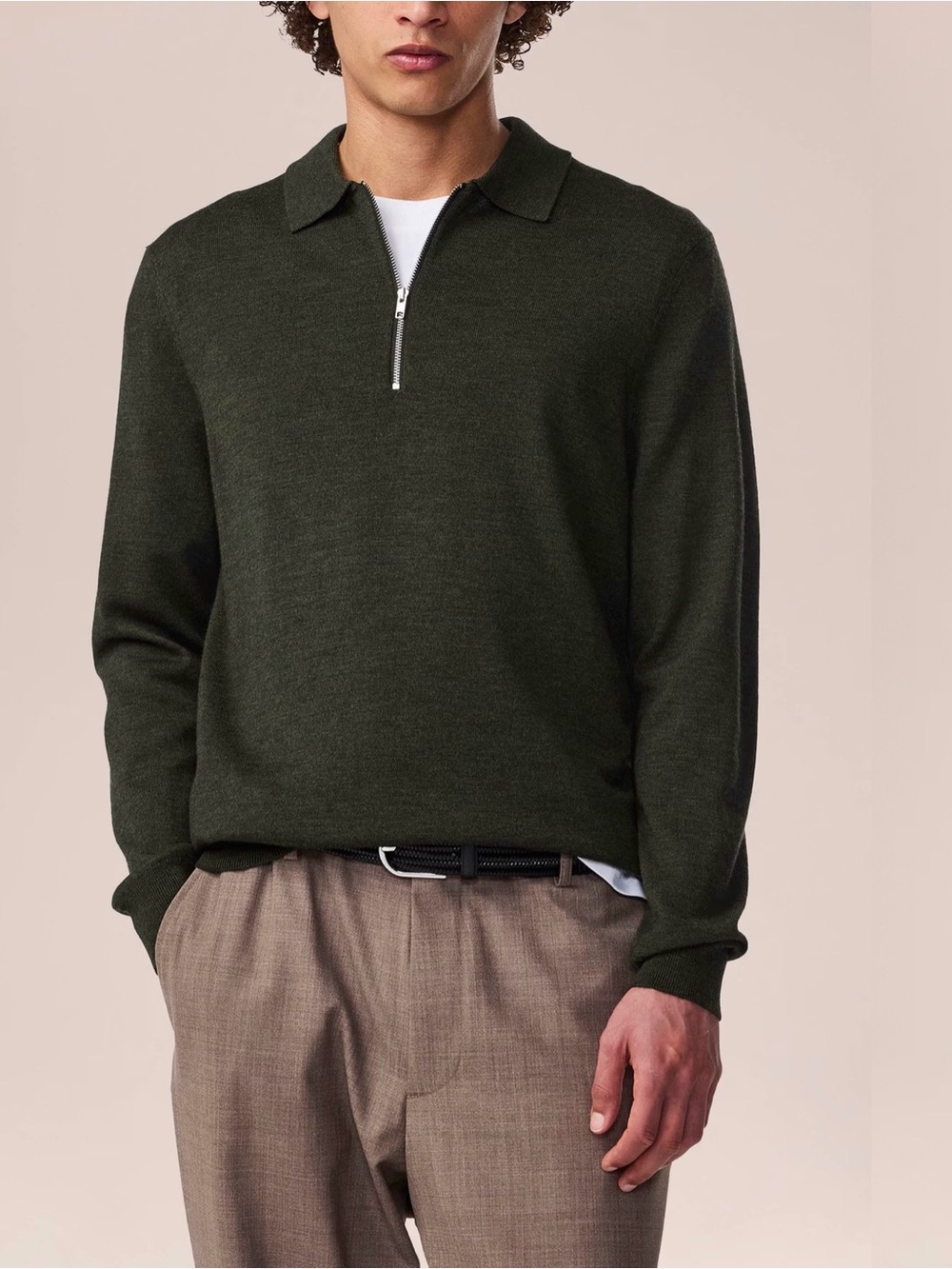 NN07 Men's Sergio Zip Polo 6605 color 826 Dark Brown Half-Zip Sweater